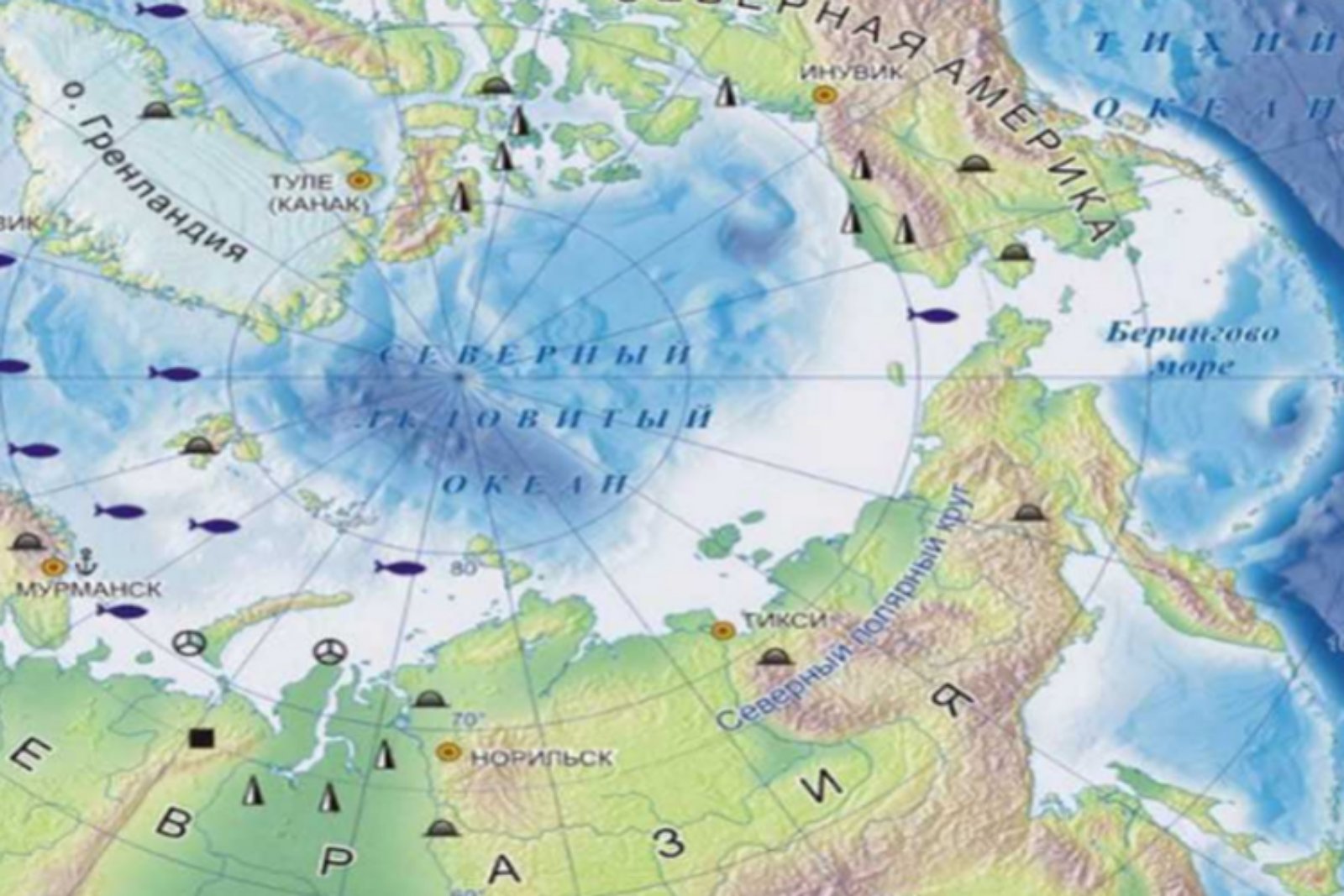 Северо Ледовитого океана на карте