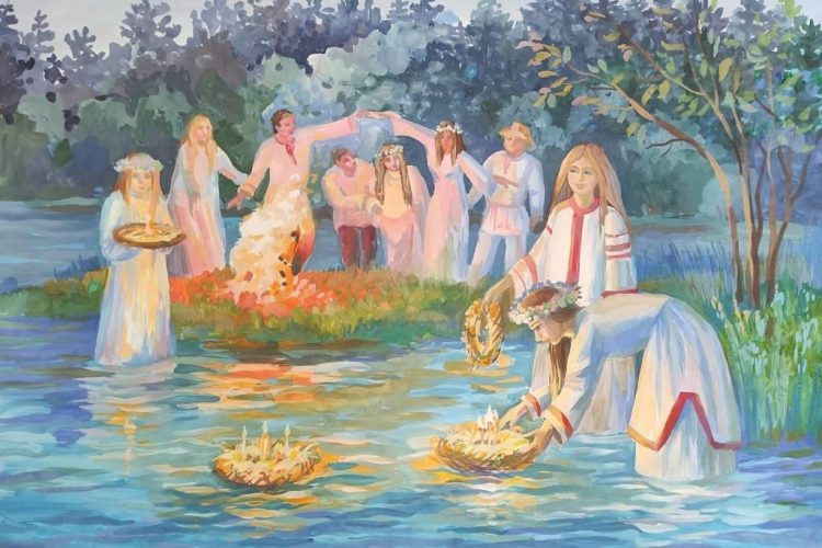 В день Ивана Купалы традиционно девушки делали венки из трав.
